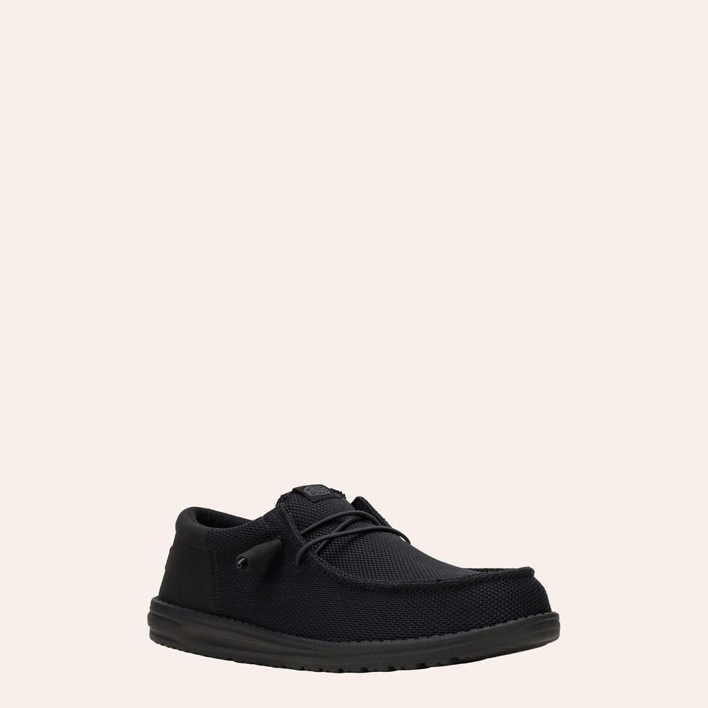 Hey Dude Men's Black Wally Funk Monochrome Lace Moccasin Shoe, Black, D Width