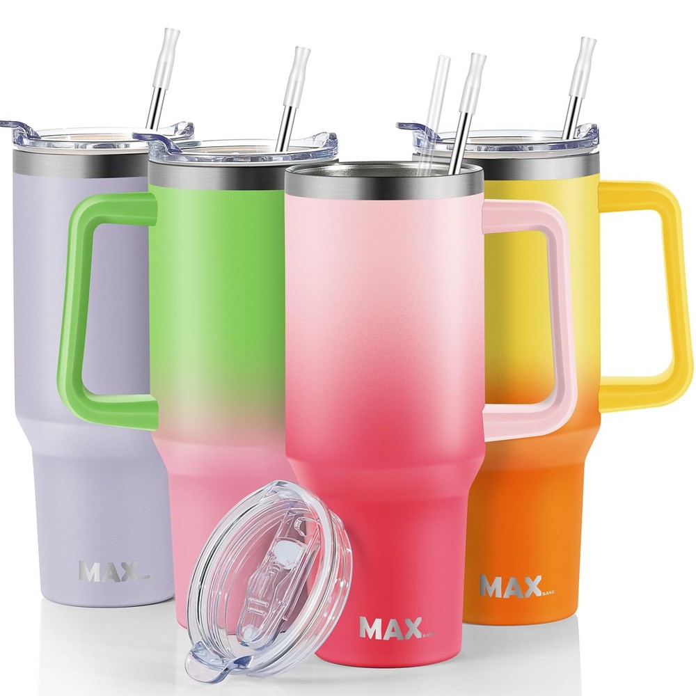 40 Oz Tumbler with Handle and Straw Lid, Insulated Reusable Stainless Steel T...
