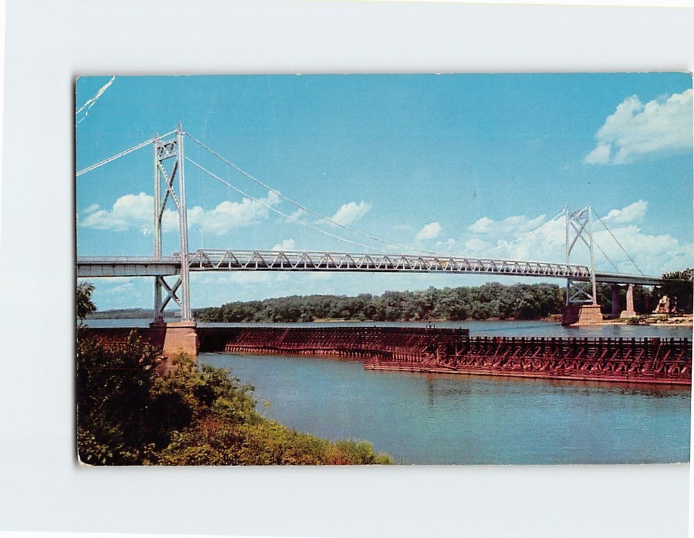 Postcard Gateway Bridge Crossing The Mississippi River Clinton Iowa USA