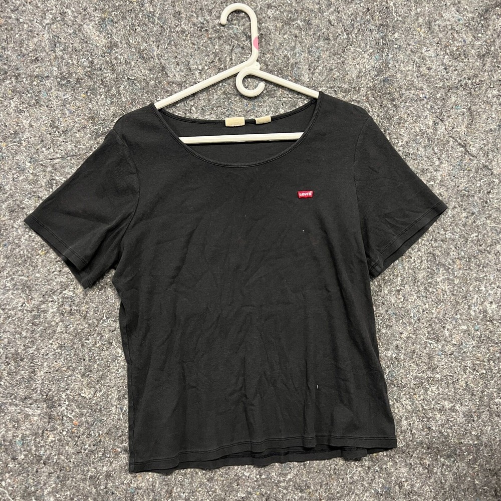 Levis Shirt Women 2X Black Short Sleeve Dark Academia Streetwear