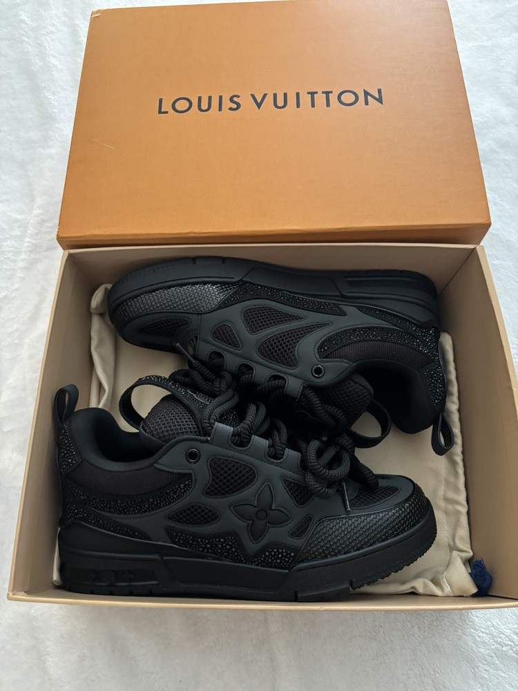 LOUIS VUITTON SKATE MENS SNEAKER SWAROVSKI ‘BLACK RHINESTONE’ | US Size 10 (LV9)