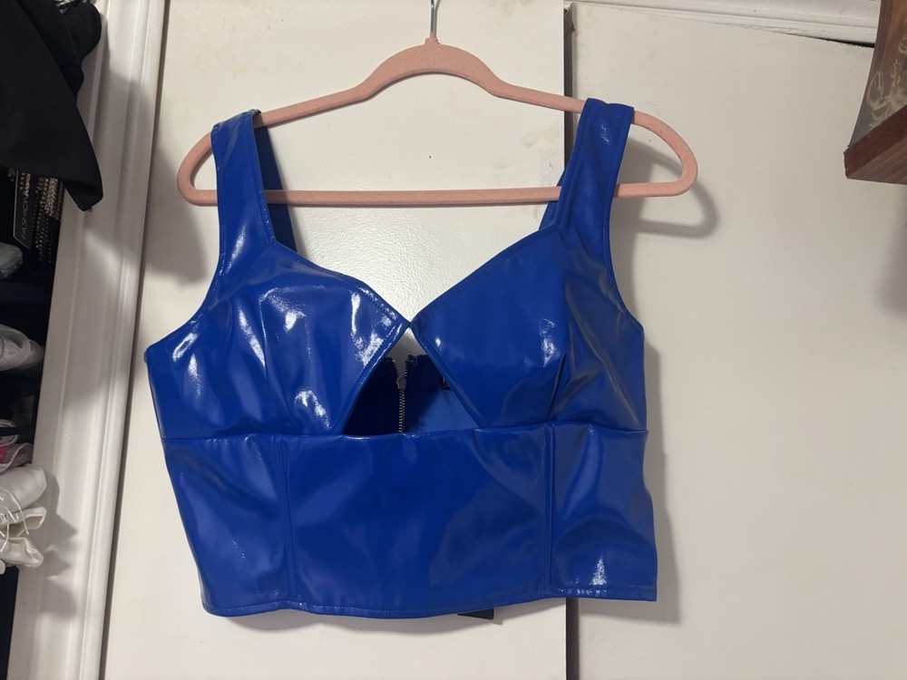 Fashion Nova Glossy Cobalt But Crop Top