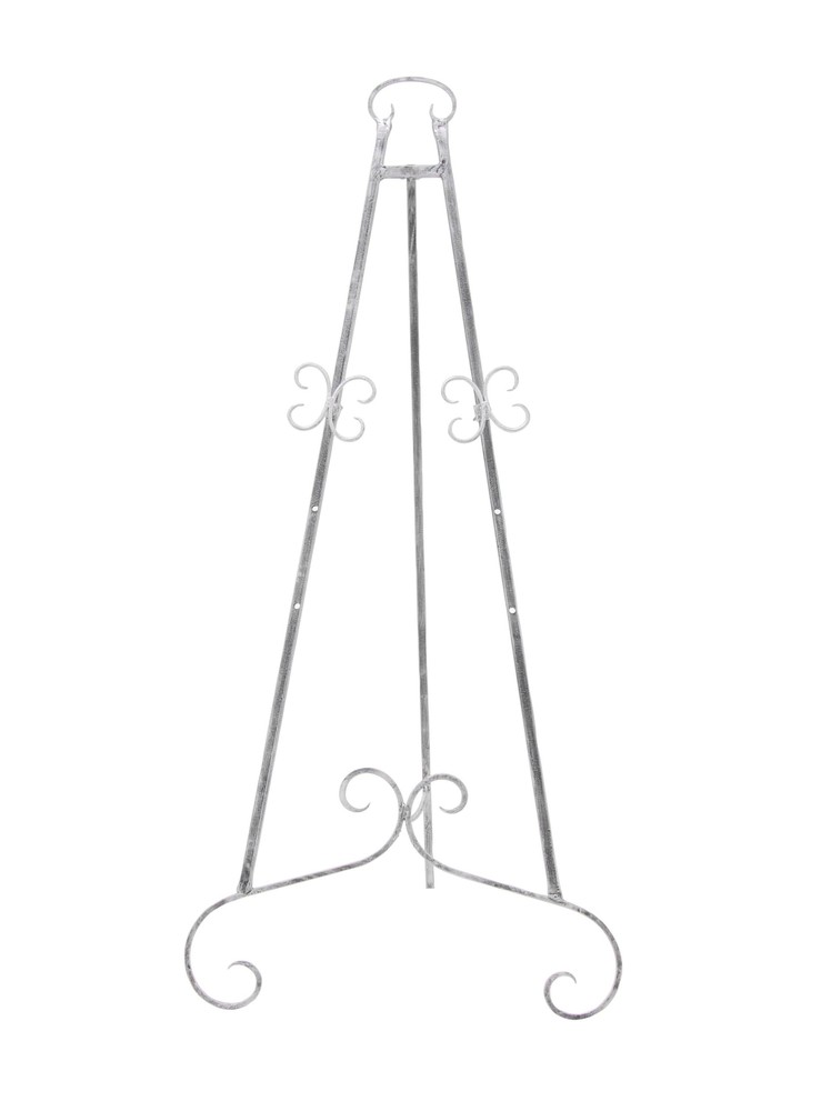 22-inch x 46-inch Adjustable 3-Tier Gray Metal Scroll Easel with Chain Support