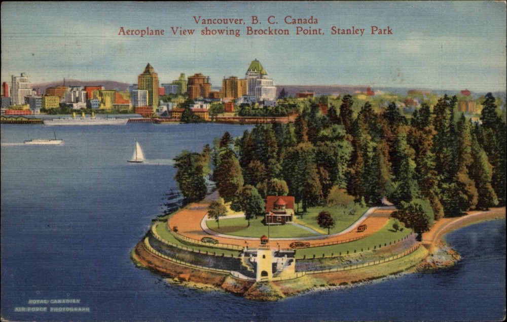 Brockton Point Stanley Park Vancouver BC Canada aerial postcard u147