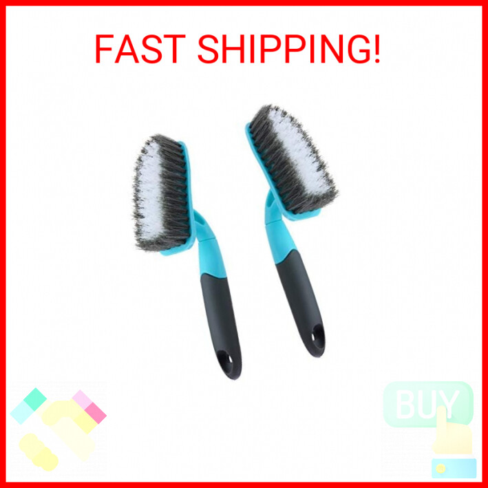 2-Pack Scrub Brush for Cleaning with Long Handle, Medium Firm Brush Bathroom Cle