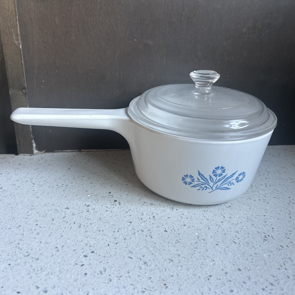 Corning Ware Blue Cornflower Range Toppers Aluminum Bottom with lid 1qt N-1-B
