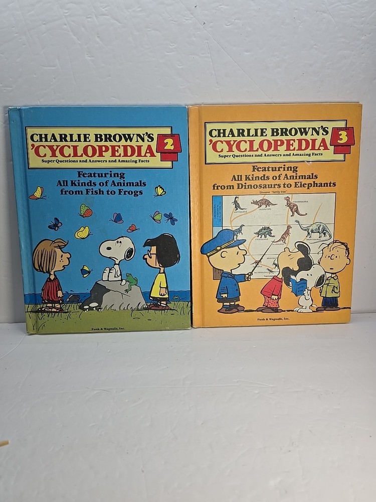 Lot Of 2 Charlie Brown's 'Cyclopedia #2 All Kind Of Animals #3 (FUNK & Wagnalls)