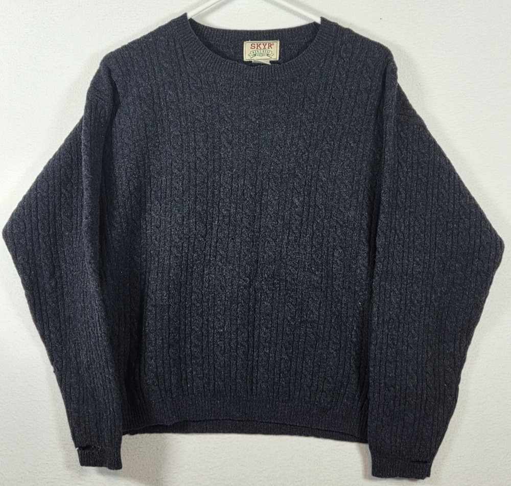 Skyr Men’s Lambswool Sweater SZ M Medium (Tag L) Dark Gray Pullover Long Sleeve
