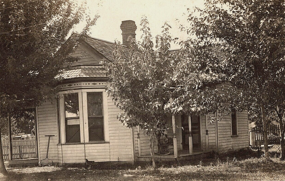 Antique Vintage Photo Postcard Picture Family Home House Porch Chair Trees Rppc