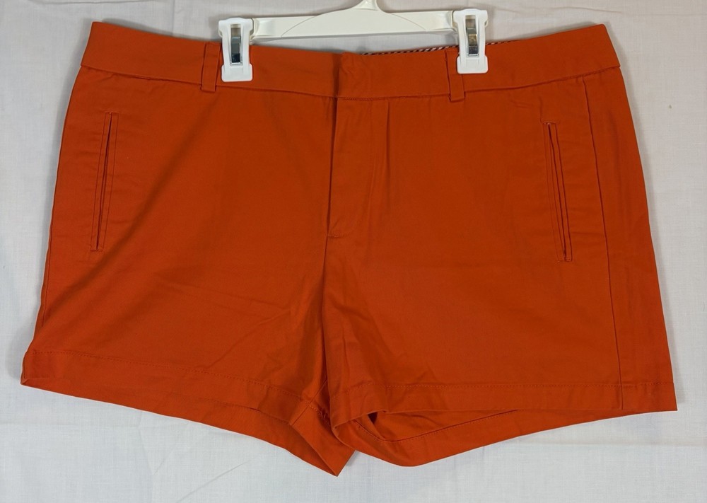 Stylus Chino Shorts 100% Cotton Flat Front Orange Women’s Size 14
