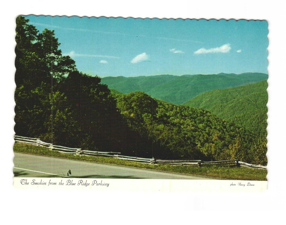 The Smokies from the Blue Ridge Parkway vintage postcard unposted