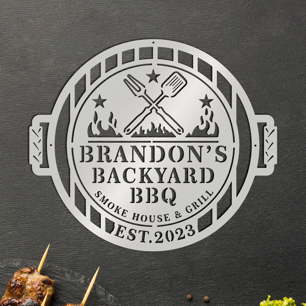 Personalized Metal Barbecue Wall Art, Custom BBQ Metal Sign, Barbecue Sign