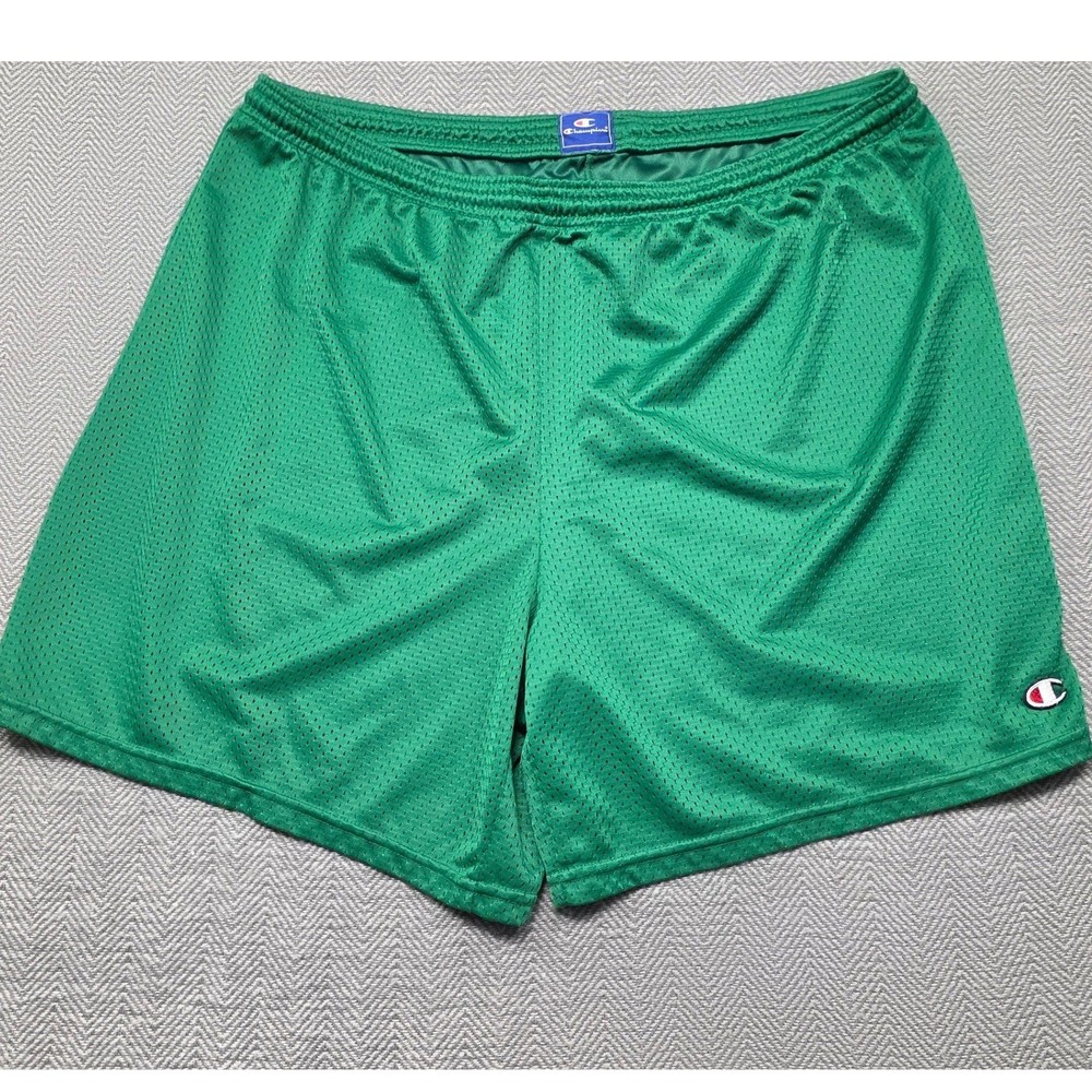 Champion Mens XL Green Mesh Athletic Shorts Elastic Waist Gym Basketball XL TG