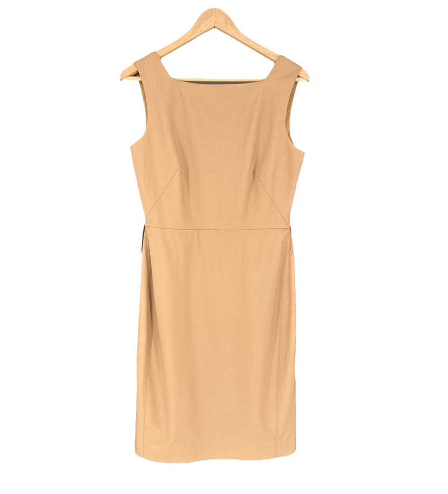 M.M. LaFleur Women Sheath Dress Sleeveless Camel Wool Blend Size 2