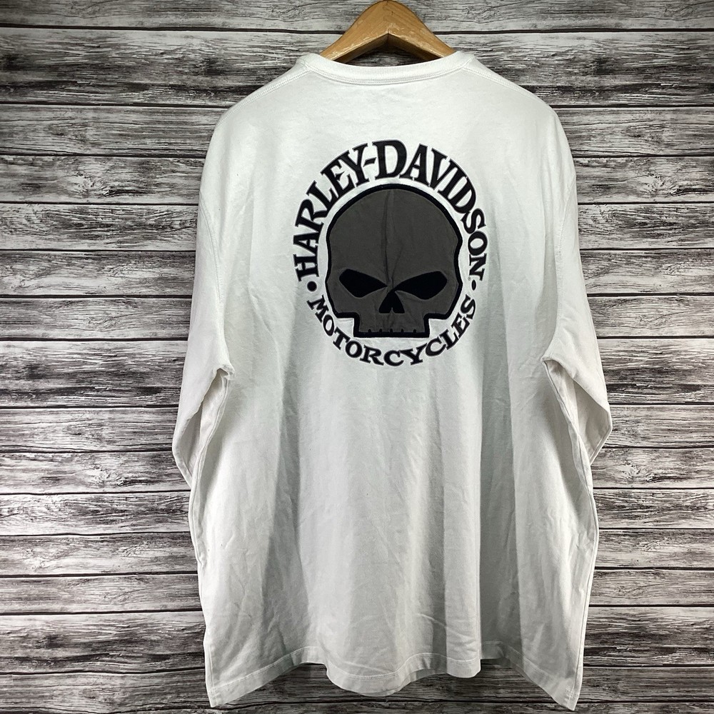 Harley-Davidson Shirt Mens 3XL White Long Sleeve Willie G Skull Graphic Tee