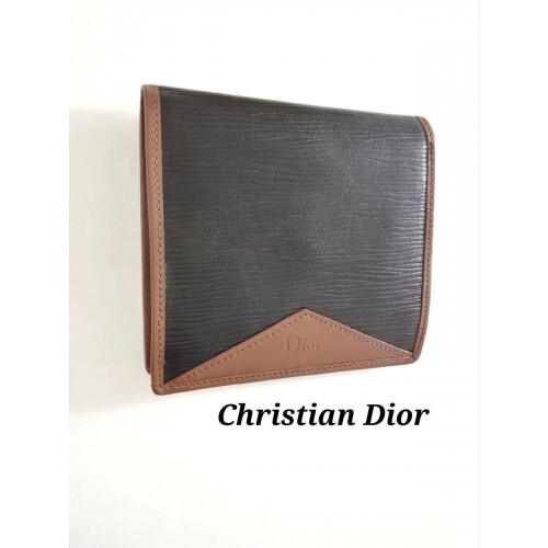 Christian Dior Vintage Brown Leather Bi-fold Compact Wallet 2459
