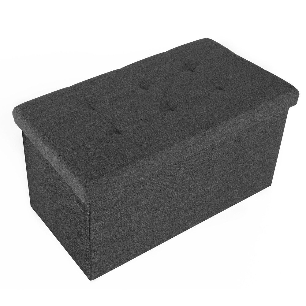Seville Classics Cushioned Fabric Ottoman Hidden Storage Chest Footrest