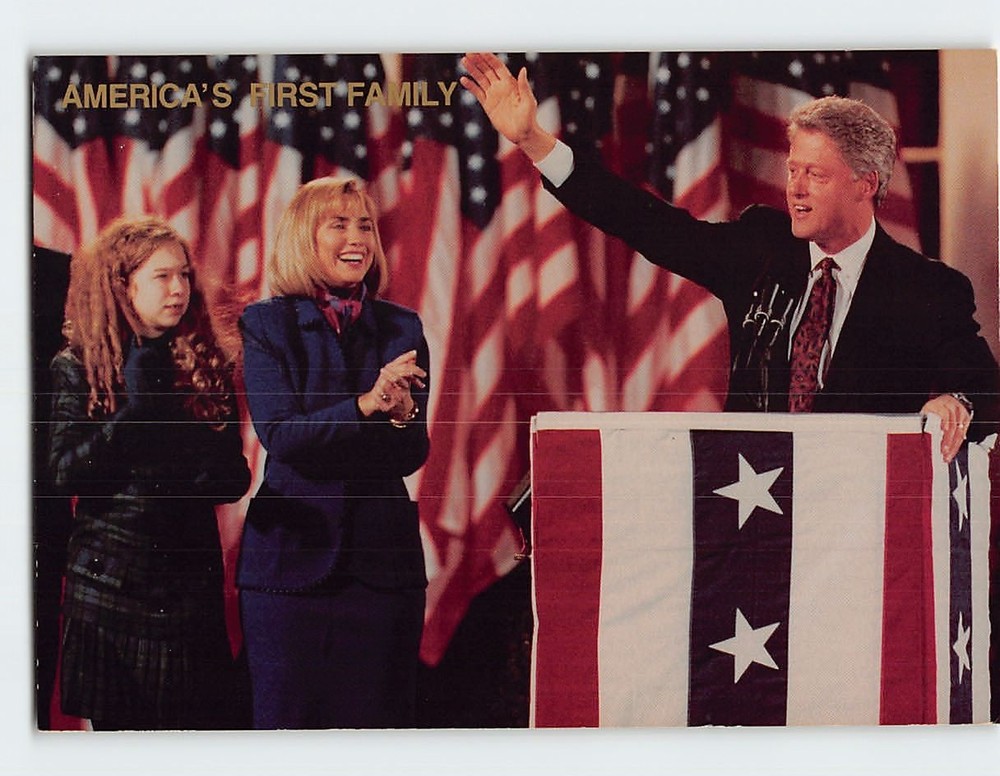 Postcard America's First Family President Bill Clinton & Family