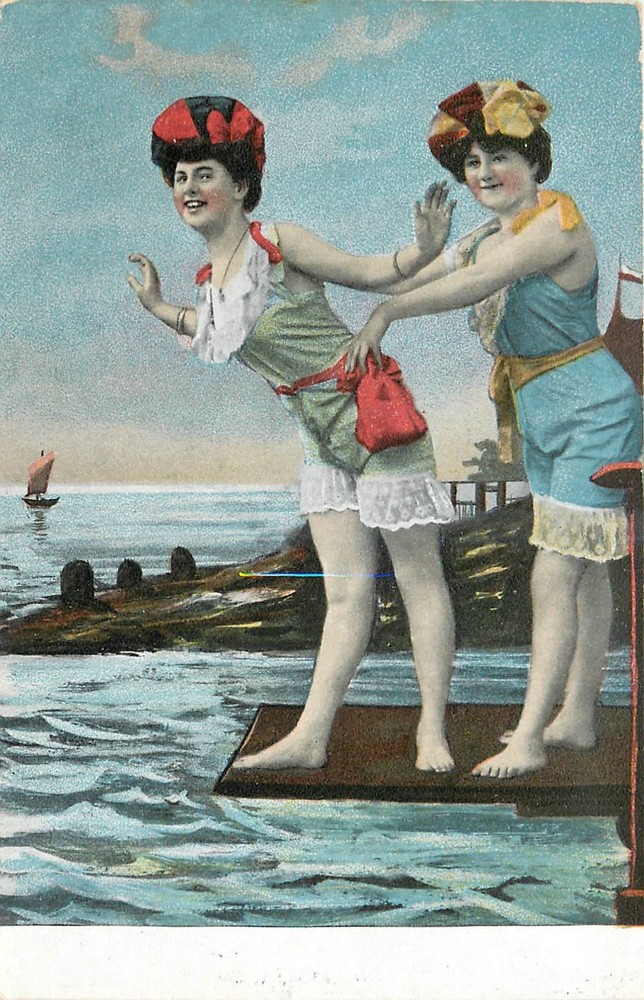c1910 Seashore Bathing Beauties artist impression Postcard 26-3748