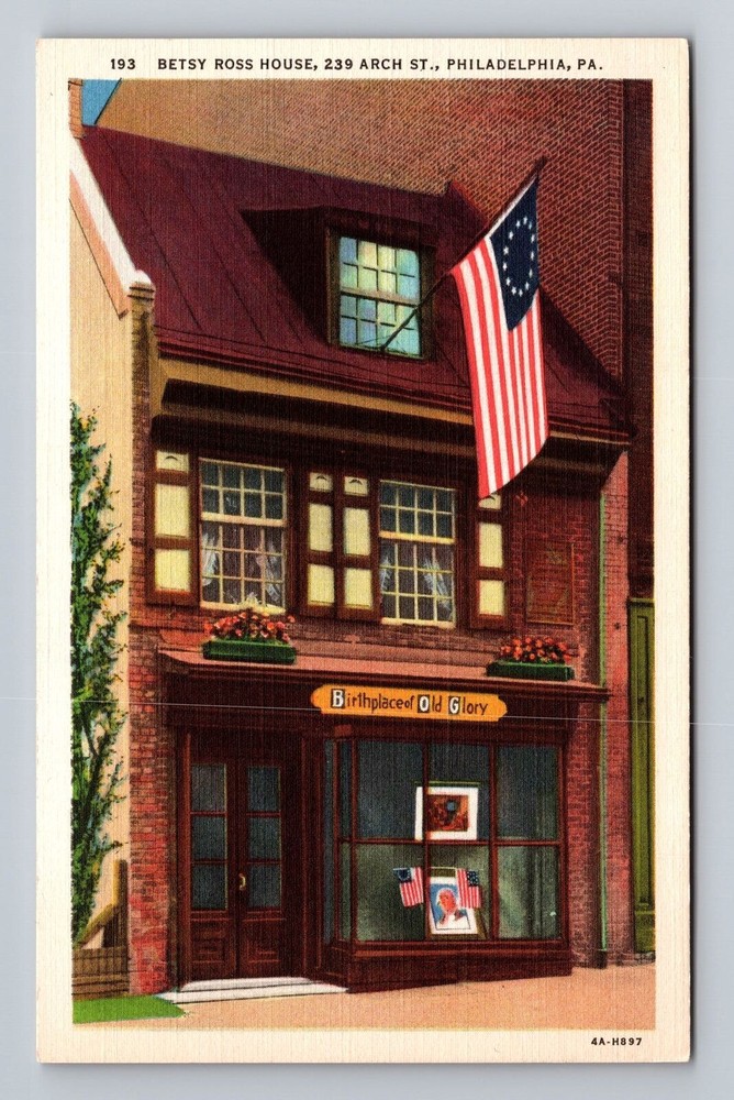 Philadelphia PA-Pennsylvania Betsy Ross House and Shop Vintage Postcard