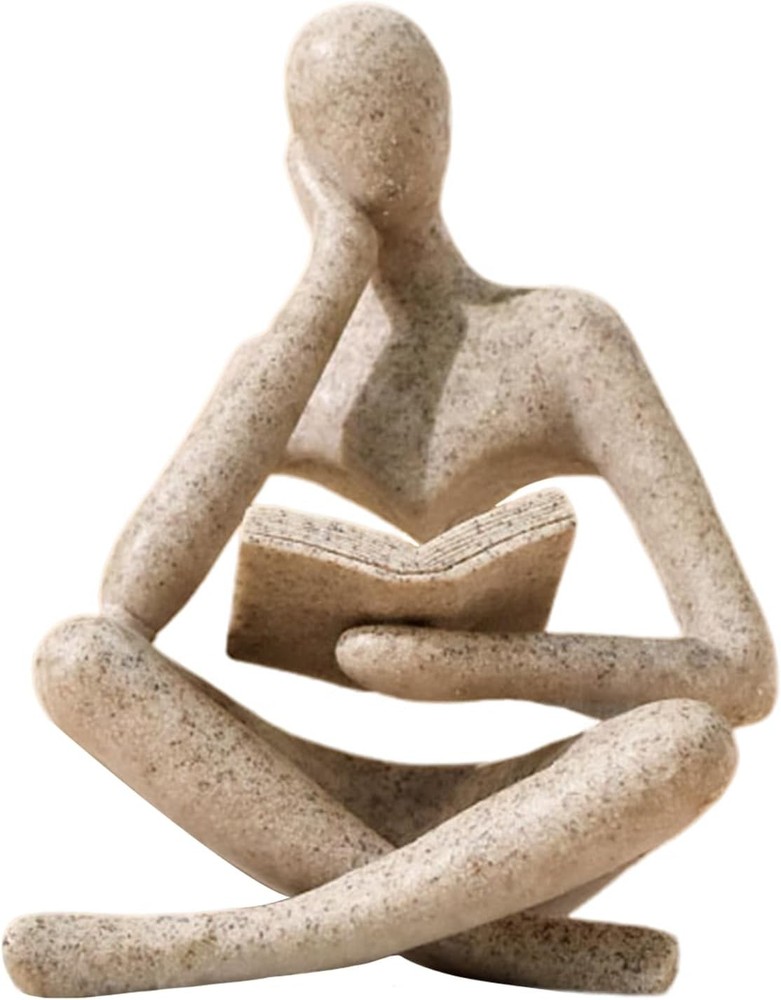 Bookshelf Decor Thinker Statue - Abstract Art Reading Thinker Sculpture Figurine