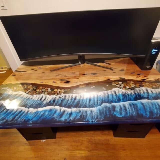 Acacia Wooden Epoxy handmade furniture Table, dining, center table top Furniture-image