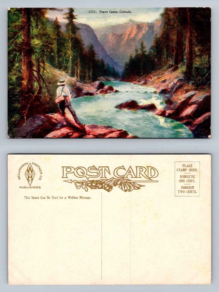 Fraser Canon, CO-Colorado, Mountain River Canyon Scenic View Vintage Postcard