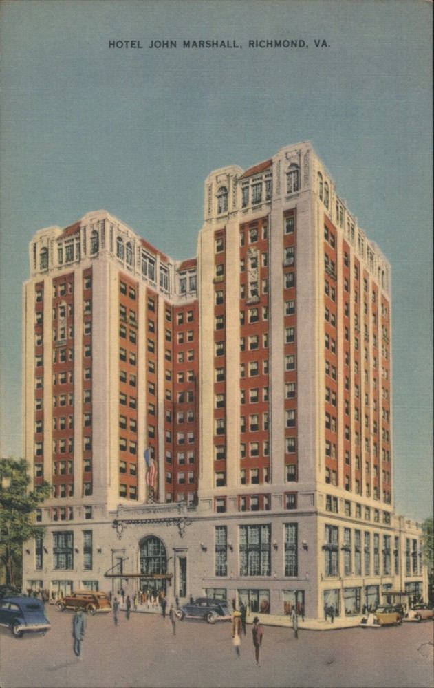 Richmond, Virginia VA Hotel John Marshall Original Vintage Postcard