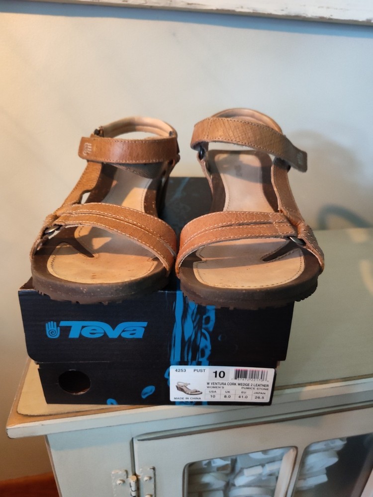 TEVA Ventura Cork 2 Wedge Women's Sandals Sz 10 Cocoa