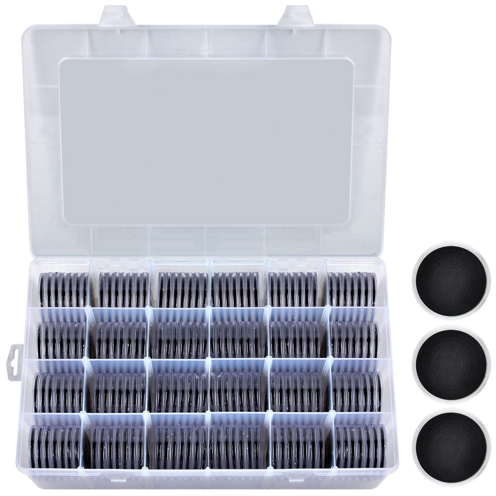 168 Pieces 46mm Coin Capsules with Foam Gasket and Plastic Storage Organizer ...