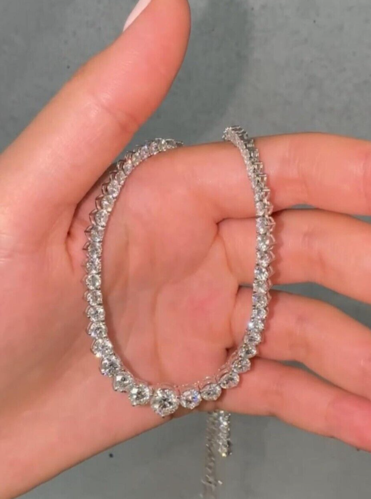 12CT Round Lab-Grown Diamond 3-Prong Tennis Necklace in 18 Inch 925 Sterling Silver