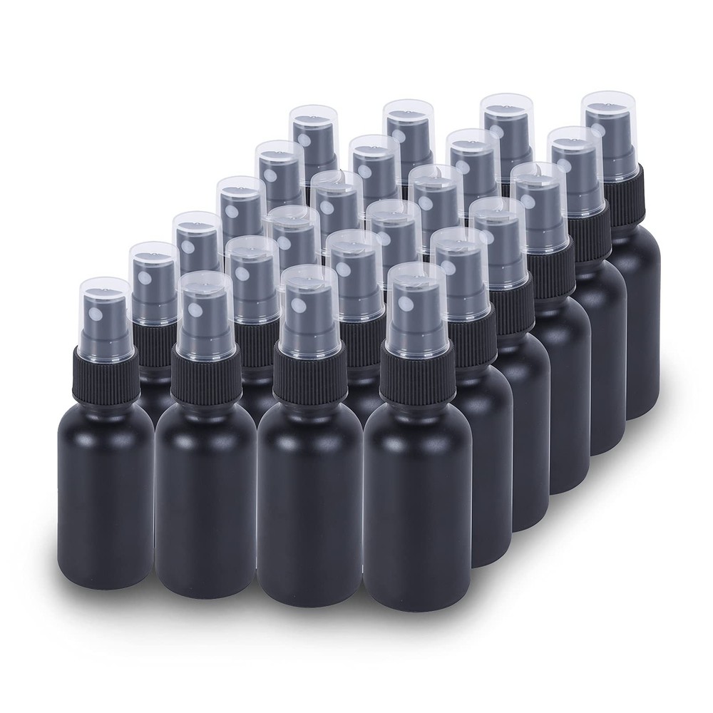 2oz Fine Mist Glass Spray Bottle with Black Cap  