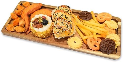 13.8 Inch Solid Wood Serving Platters and Trays of Natural Acacia Wood with