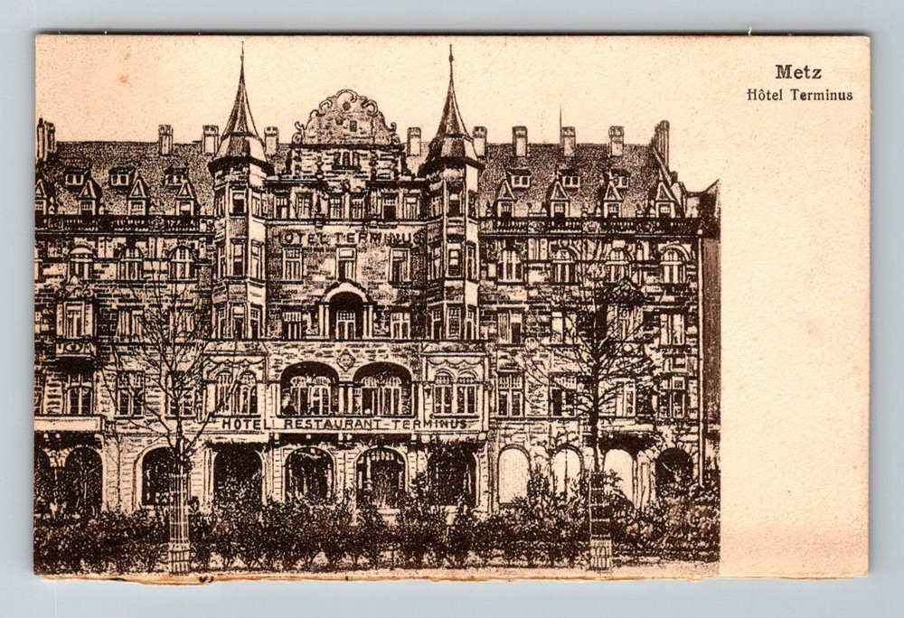 Germany- Metz Hotel Terminus Souvenir Postal Old Card PC View Vintage Postcard