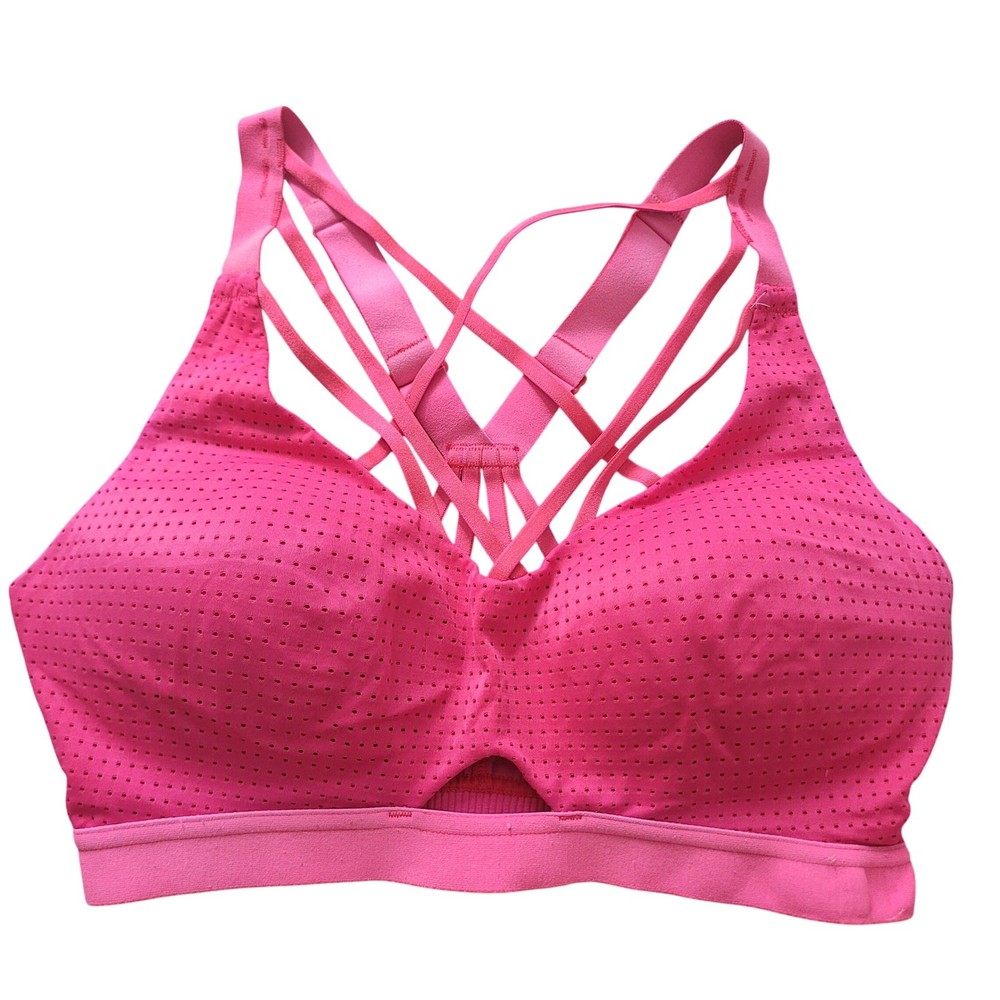Victoria's Secret VSX Size 32D Sport Pink Front Strappy Perforated Sports Bra
