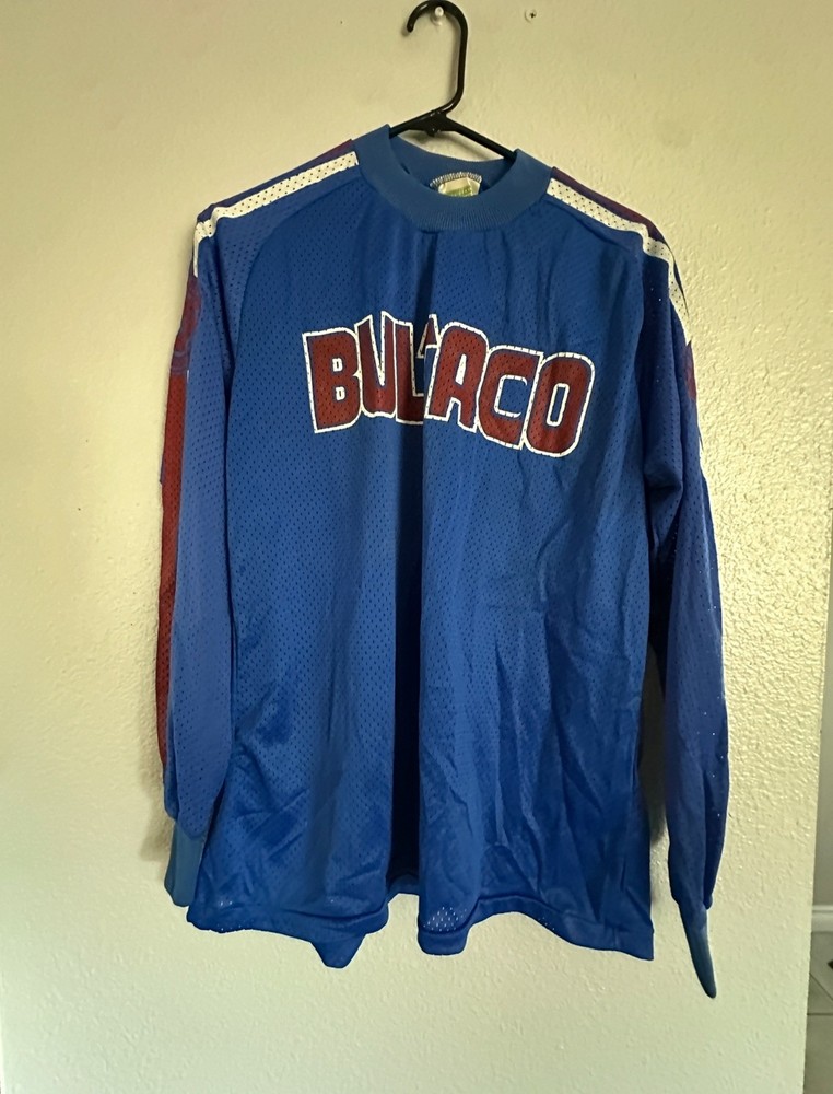 VTG Bultaco Men’s L Motocross Jersey Blue RED Mesh 70s Racing