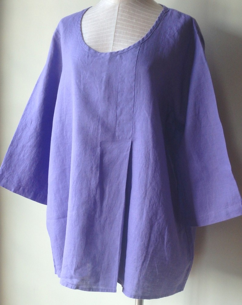 FLAX  Designs  LINEN  Tucked Tunic      2G      NWT  Tunic  WISTERIA