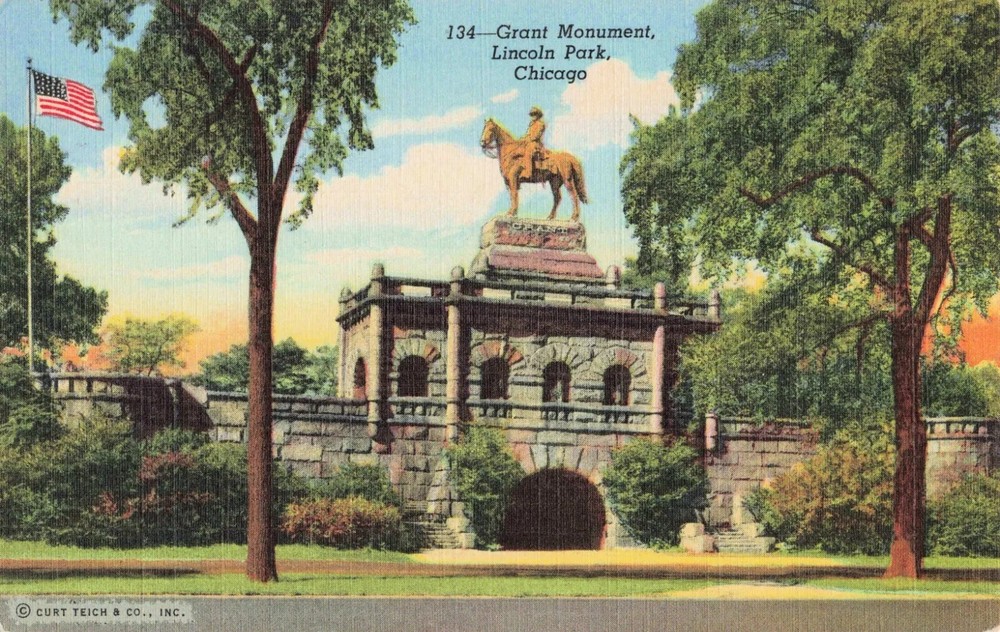 Grant Monument - Lincoln Park - Chicago Illinois IL - Postcard