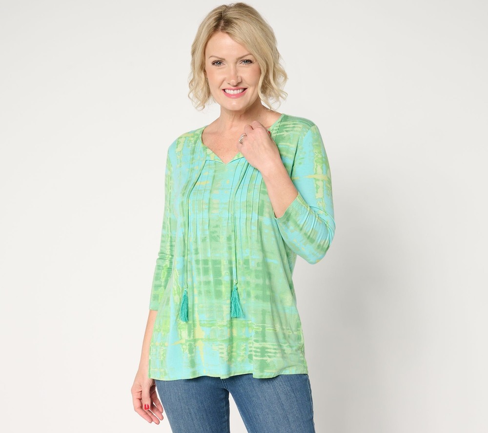 Belle by Kim Gravel Women's Top Sz M Rayon Spandex Blurred Multi-colored A673740