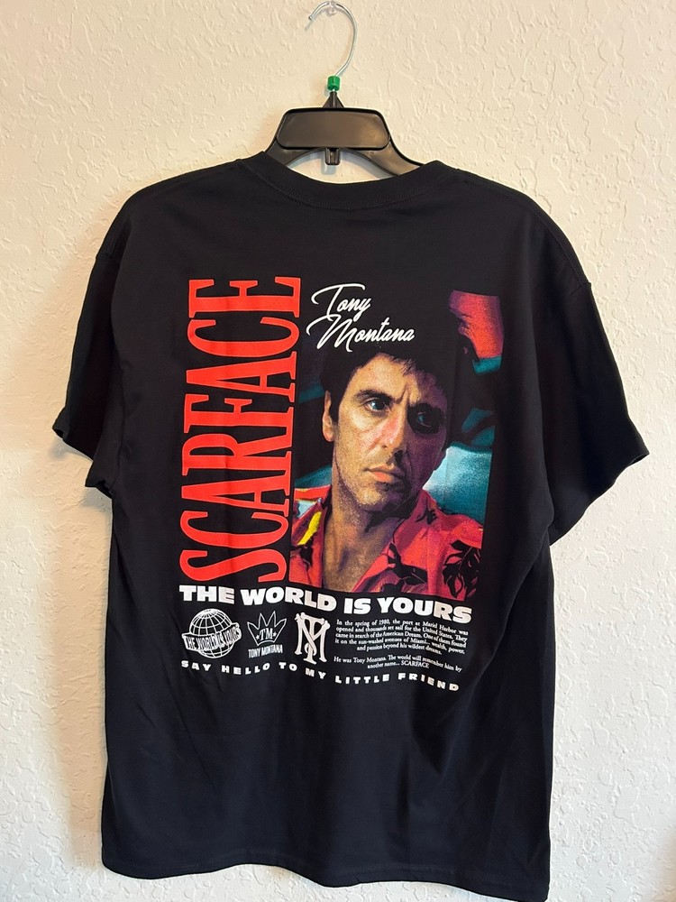 Scarface Tony Montana Graphic T-Shirt Black Mens L NWT Movie Streetwear Tee