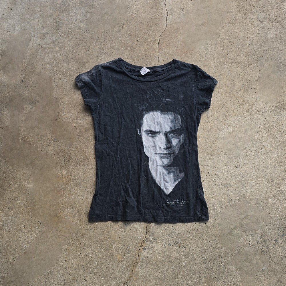Vintage Twilight New Moon Movie Promo Edward Black T-Shirt Size JUNIOR 2XL