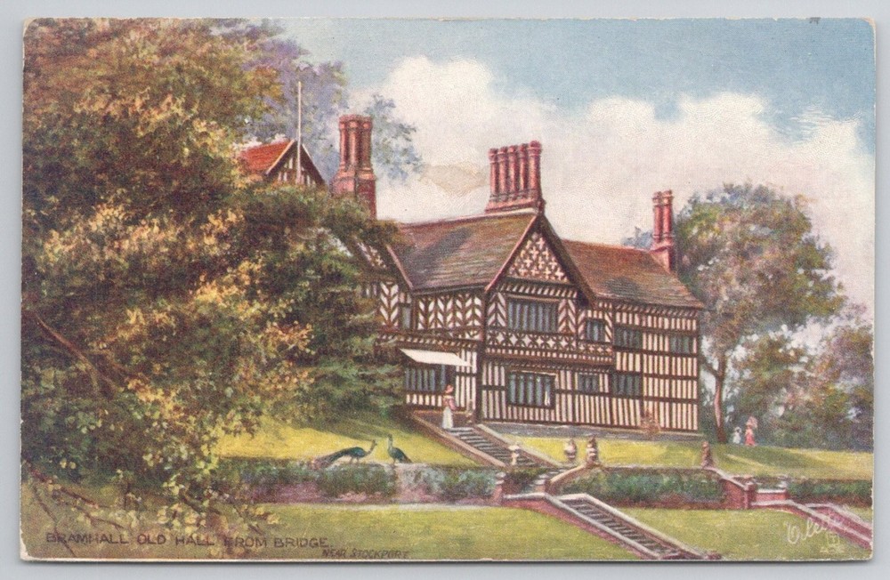 Bramhall Old Hall England Oilette Postcard - Raphael Tuck Edwardian Era Posted
