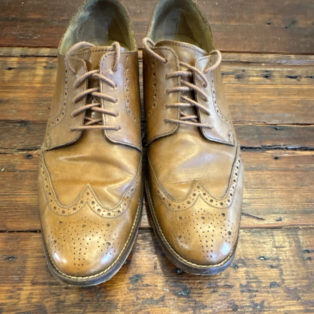 Cole Haan Men's Brown Leather Oxford Dress Shoes Wingtip Brogue Size 11