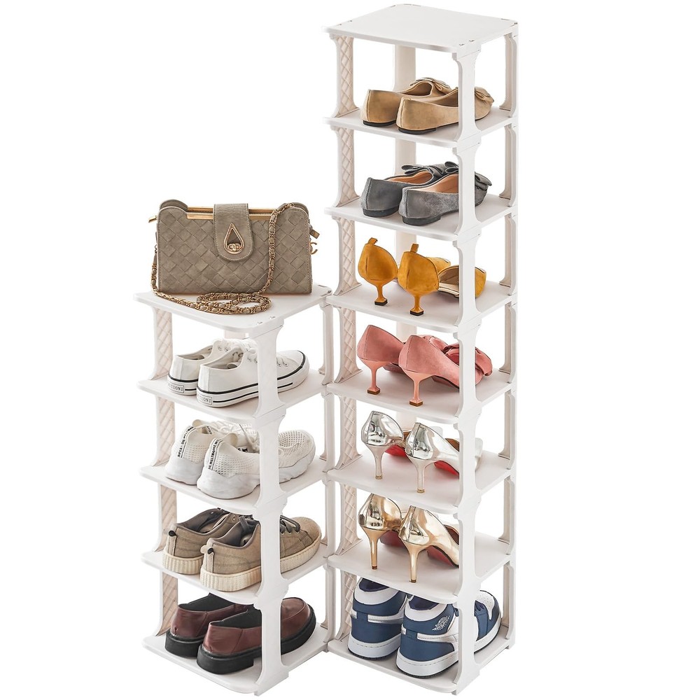 5-Tier Narrow Plastic Shoe Rack Organizer for Closet Storage