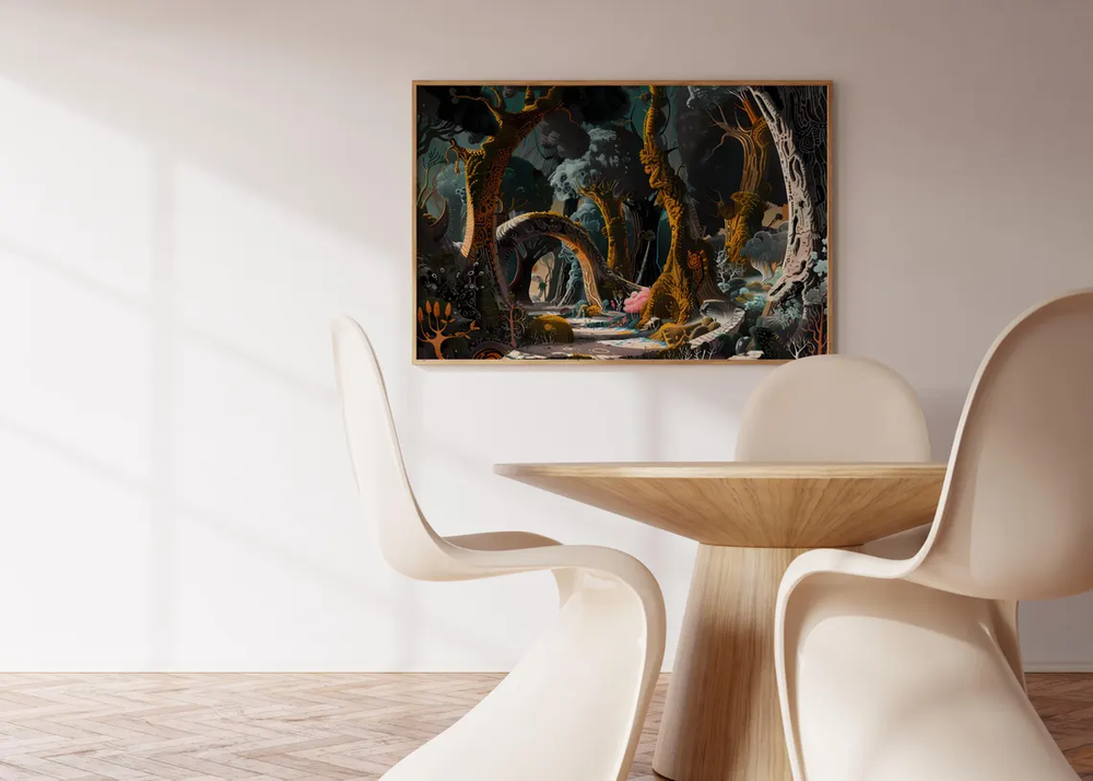 Dark Forest Surrealist Abstract Painting Poster Premium Quality Choose your Size-image