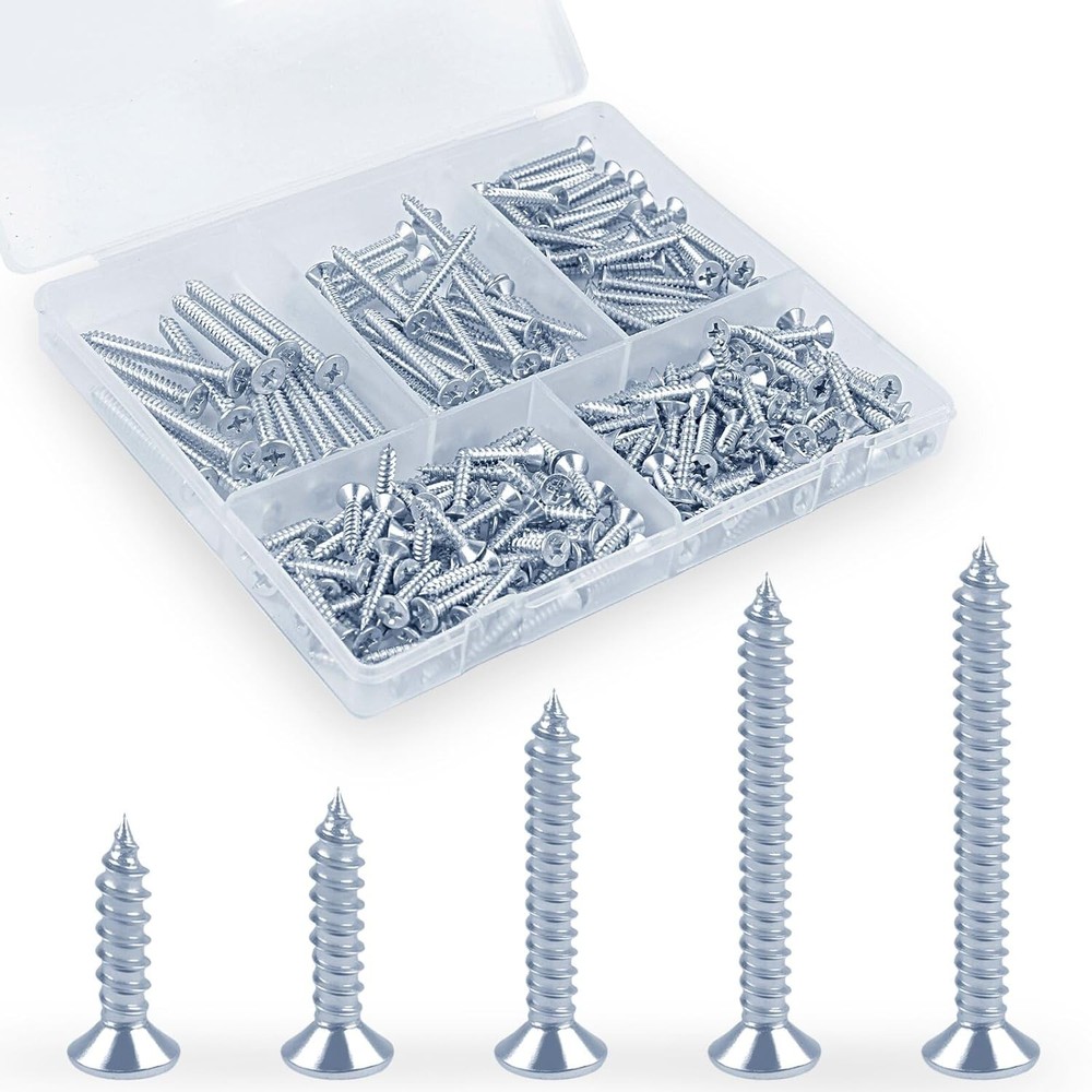 220Pcs Wood Screws Assortment Kit, High-Hardness Drywall Screws, Premium...
