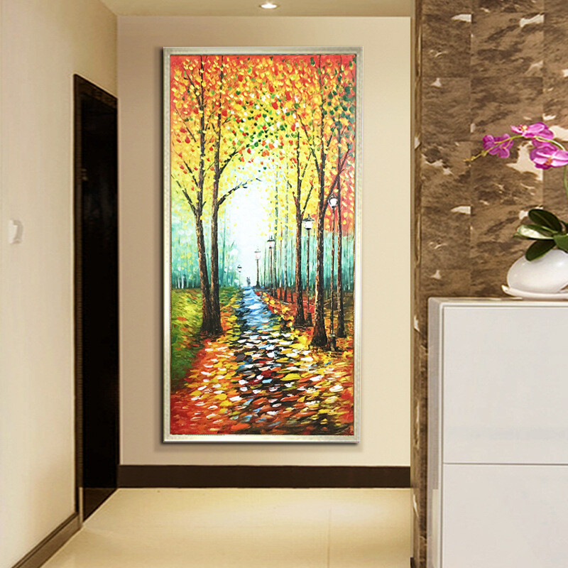 Abstract Hand-Painted Oil Paintings Golden Flowers Luck Tree Oil Painting Hand