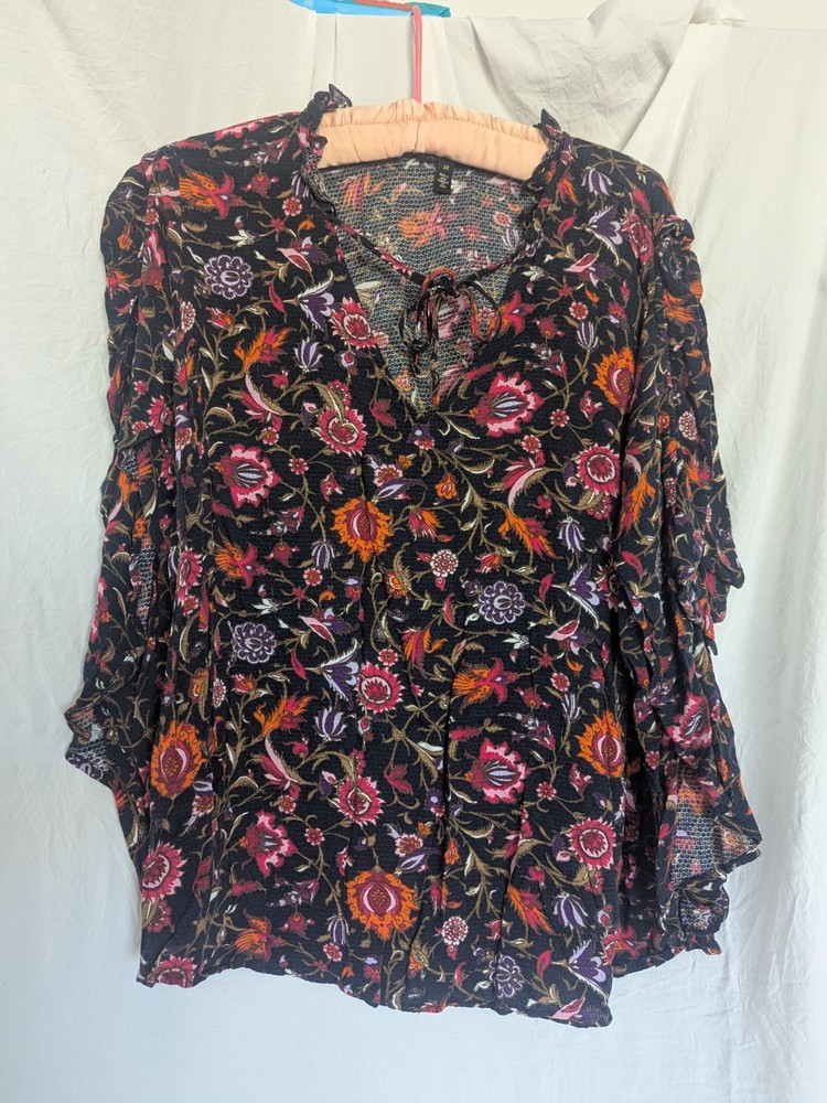 Jessica Simpson Women's Blouse Multi Color Cutout Sleeve Sz 2x