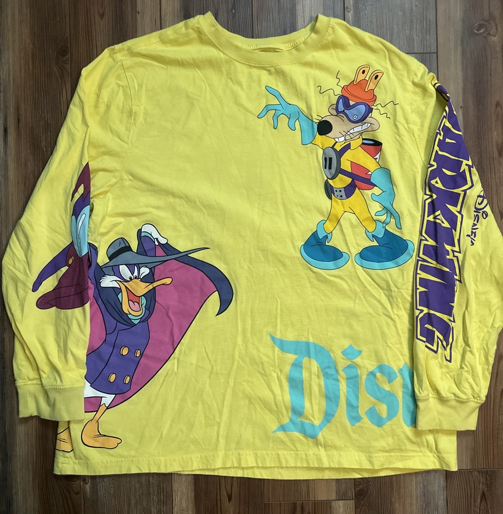 Disney Darkwing Duck Long Sleeve Shirt Men XXL Disneyland Resort AOP Double Side