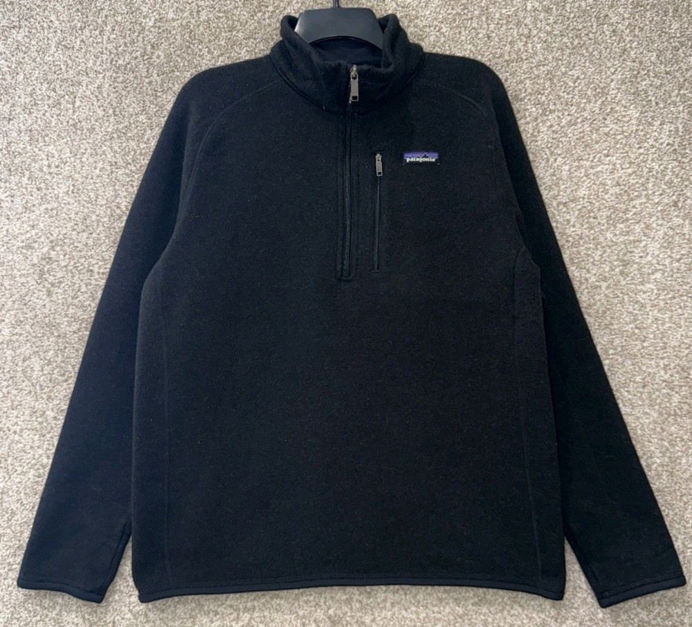 Patagonia Mens Size Large Black Better Sweater 1/4 Zip Fleece Jacket 25522